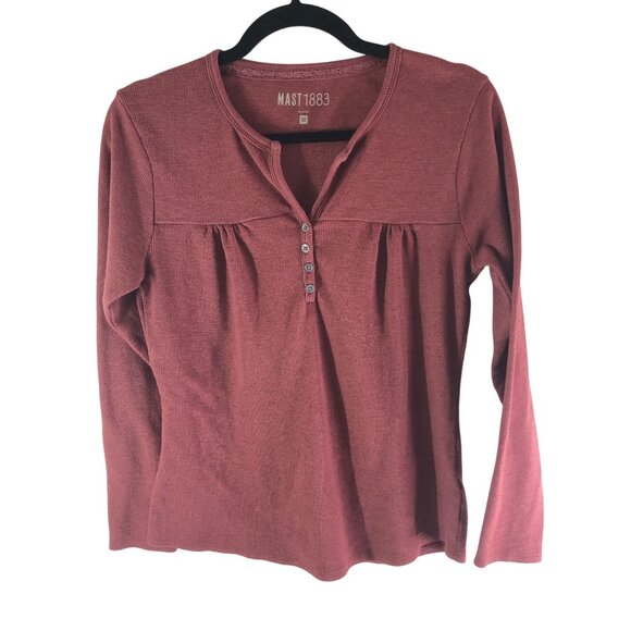 Mast 1883 Tops - Mast 1883 Womens Henley Top Waffle Knit Thermal Long Sleeve M